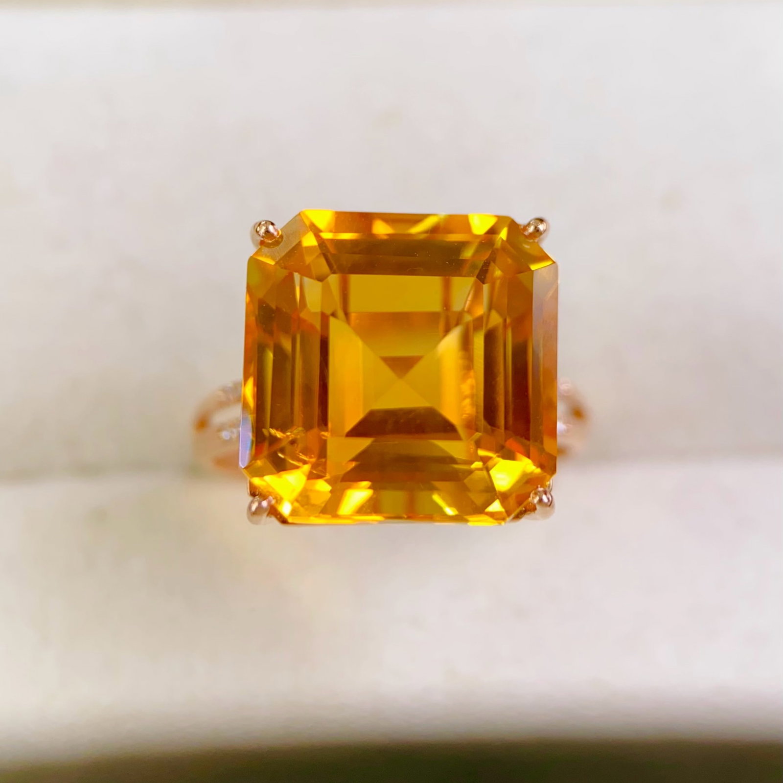 14k Gold 11.01 Ctw Natural Citrine & Diamond Ring - 3