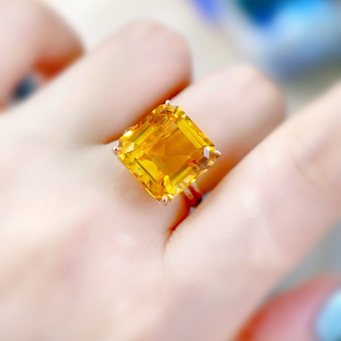 14k Gold 11.01 Ctw Natural Citrine & Diamond Ring - 6