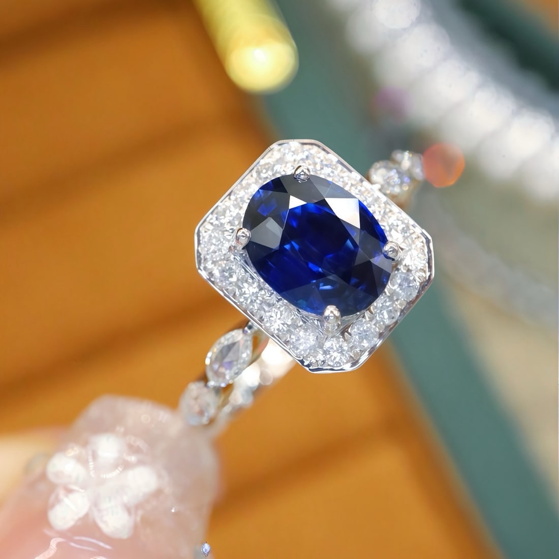 14k Gold 1.98 Ctw Natural Sapphire & Diamond Ring - 2