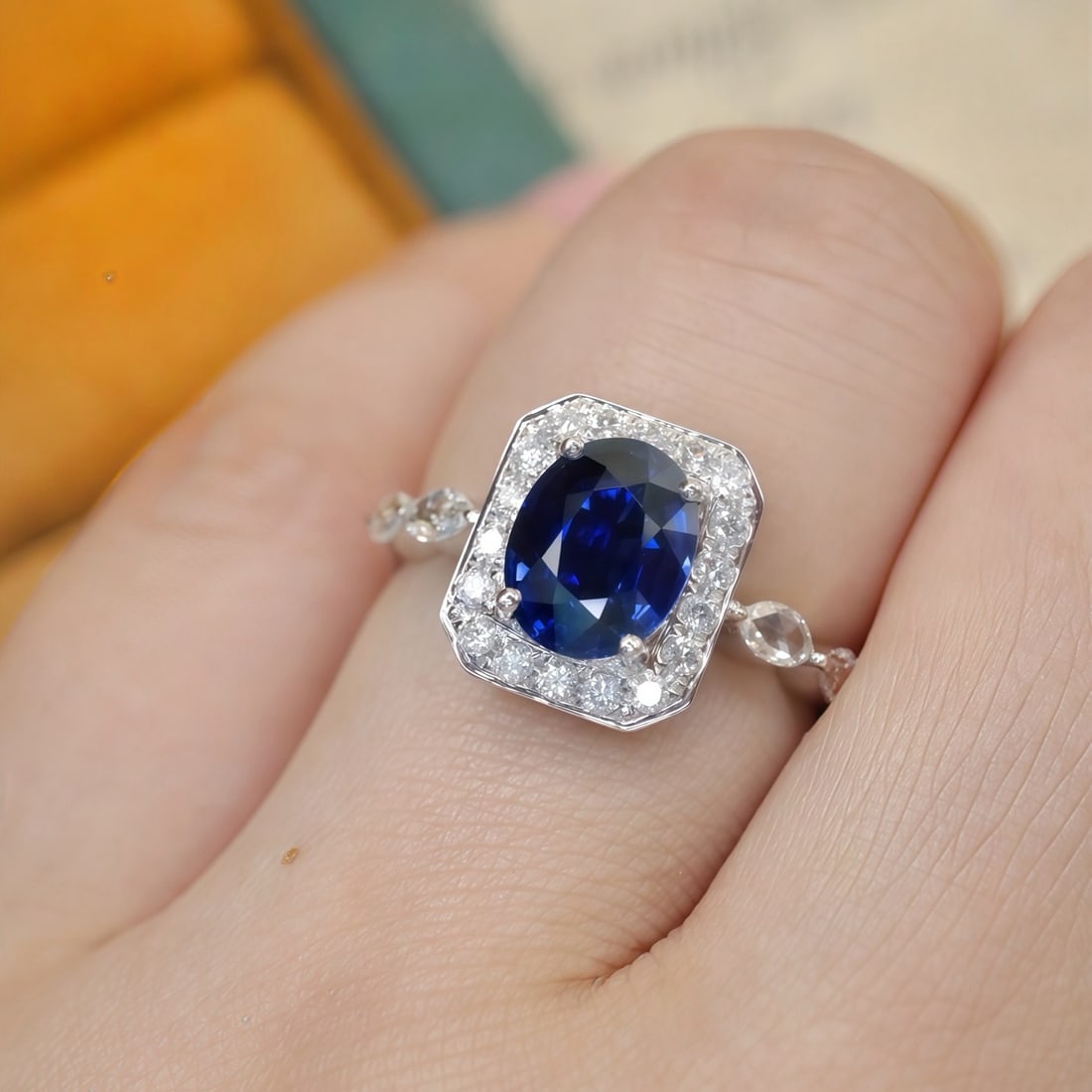 14k Gold 1.98 Ctw Natural Sapphire & Diamond Ring - 5