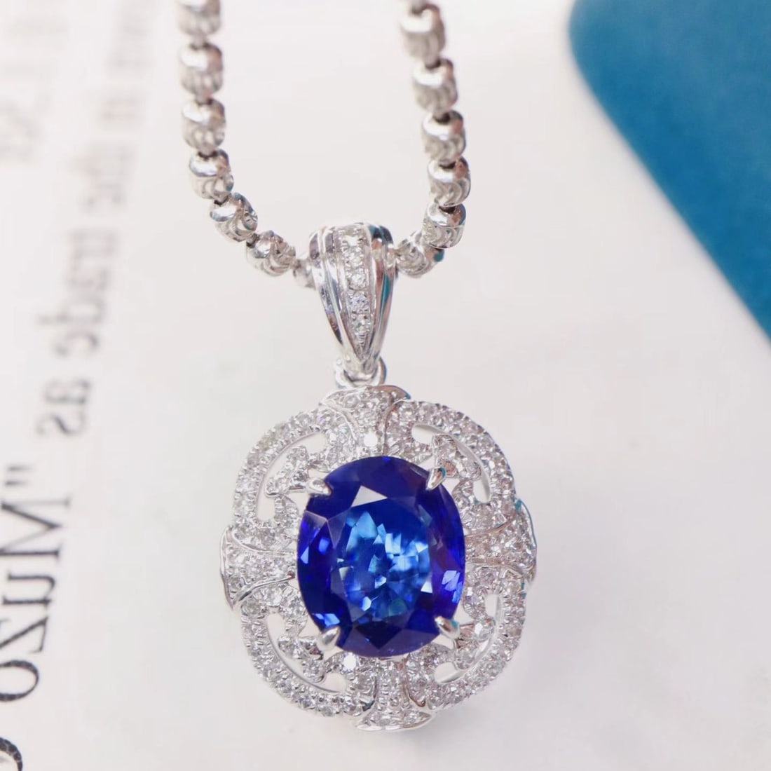 14k Gold 1.41 Ctw Natural Sapphire & Diamond Pendant( Without Chain ) - 3