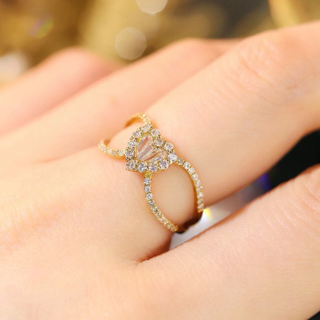 14k Gold 0.6 Ct Natural H Diamond Ring - 5