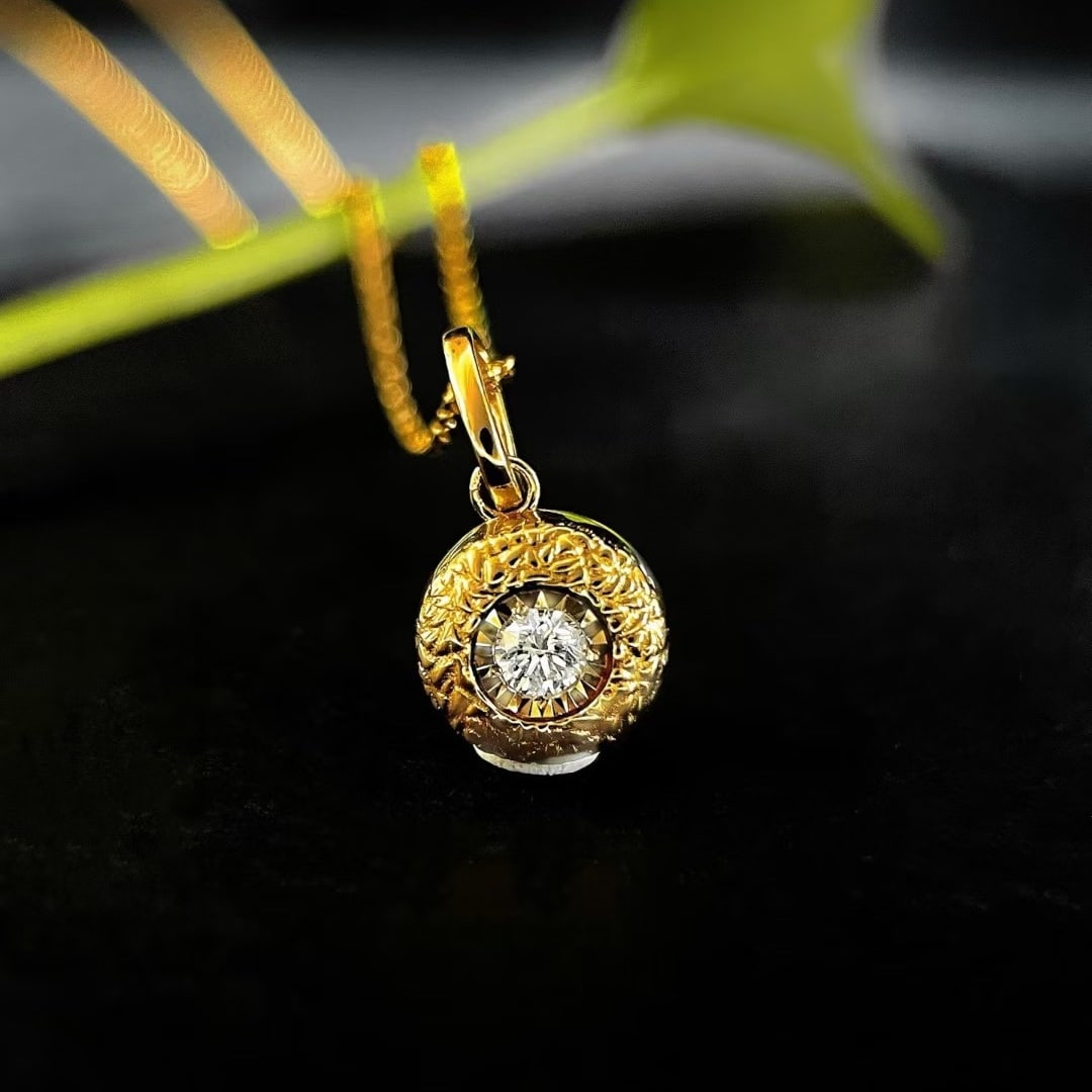 14k Gold 0.13 Ct Natural H Diamond Pendant( Without Chain ) - 2