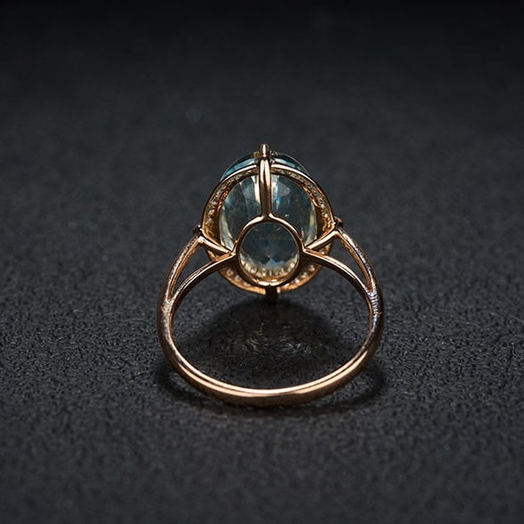 14k Gold 4.7 Ct Natural Aquamarine & Diamond Ring - 5