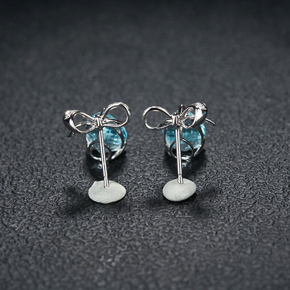 14k Gold 3.45 Ct Natural Aquamarine & Diamond Earrings - 5