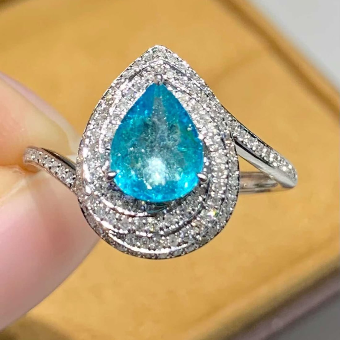 14k Gold 1.05 Ct Natural Paraiba Tourmaline & Diamond Ring - 5