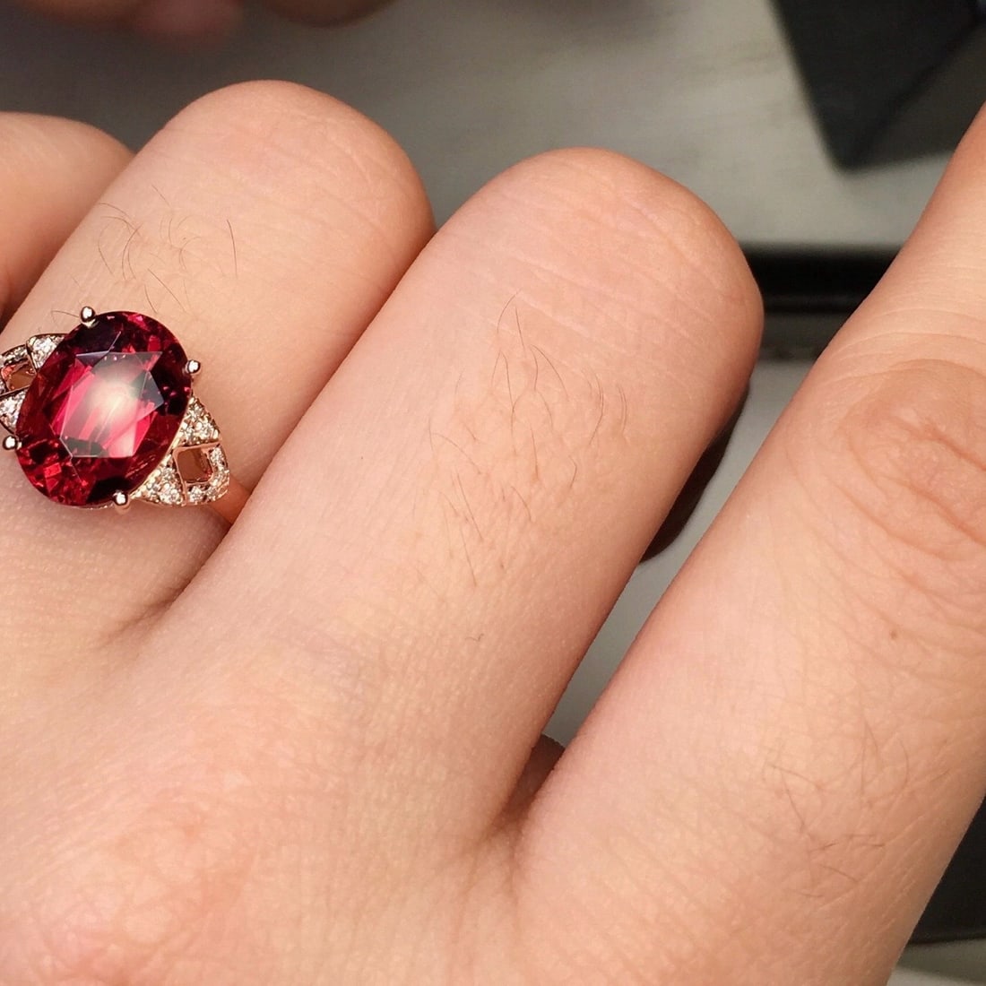 14k Gold 3.2 Ct Natural Tourmaline & Diamond Ring - 7