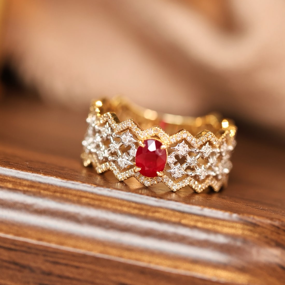 14k Gold 1.15 Ctw Natural Ruby & Diamond Ring - 3