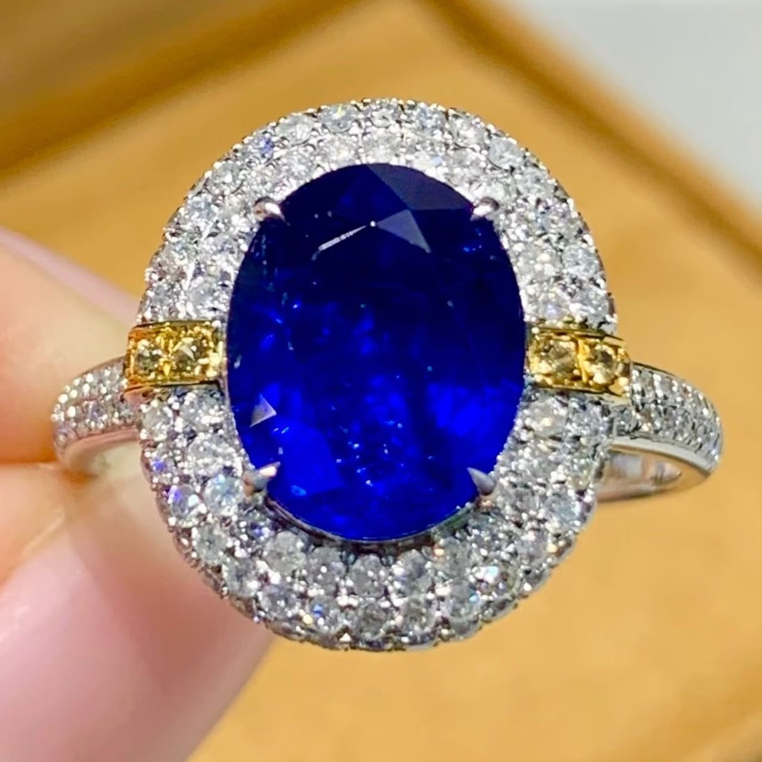 14k Gold 3.02 Ct Natural Sapphire & Diamond Ring - 5