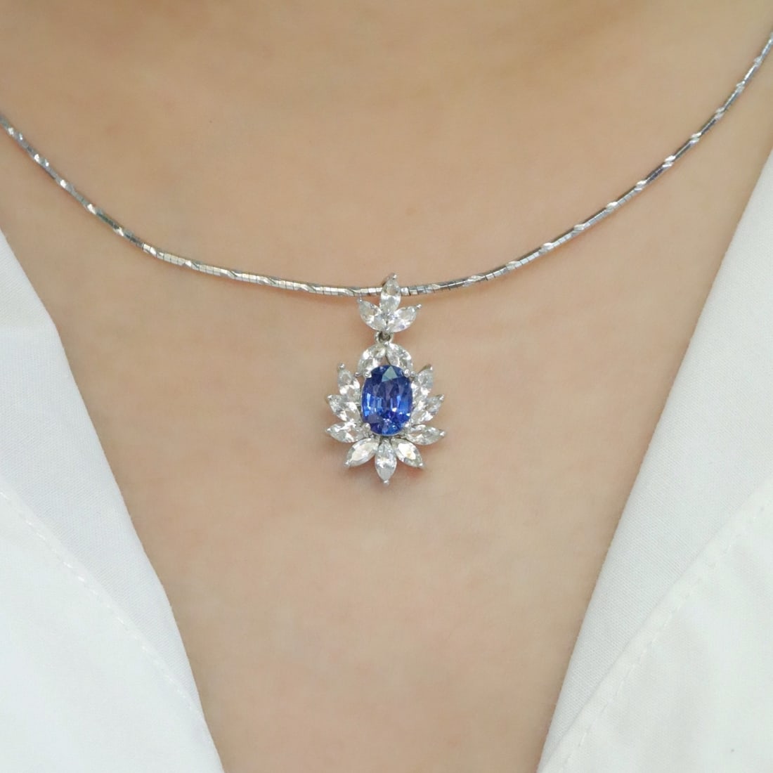14k Gold 2.40 Ctw Natural Sapphire & Sapphire Pendant( Without Chain ) - 6
