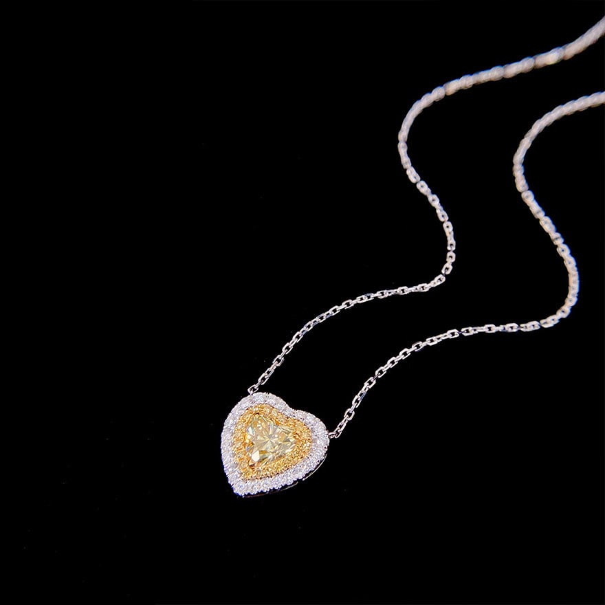 14k Gold 0.75 Ctw Natural Yellow Diamond & Diamond Necklace - 6