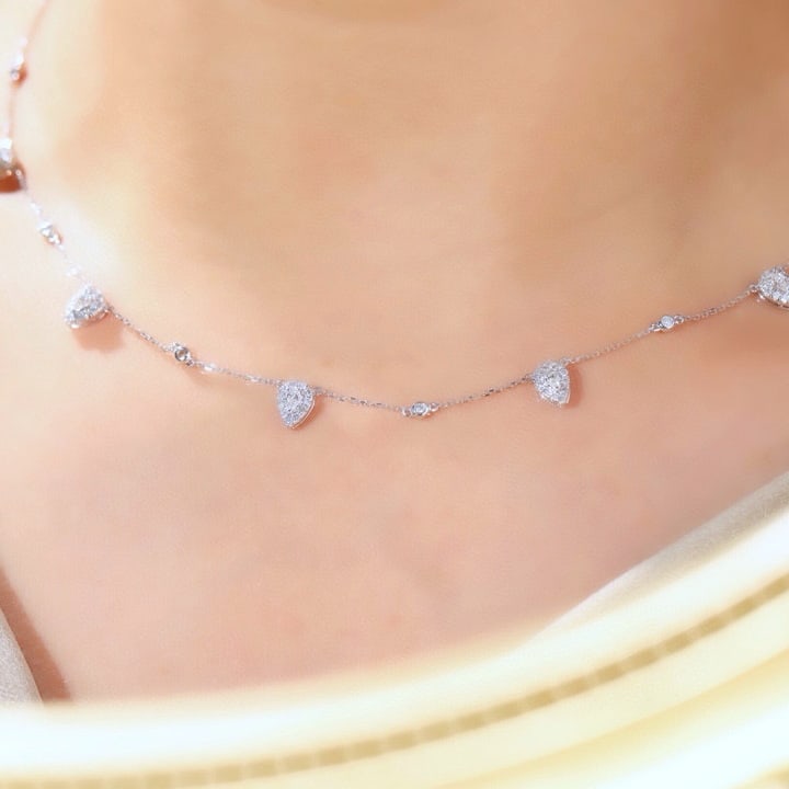 14k Gold 0.90 Ct Natural H Diamond Necklace - 5