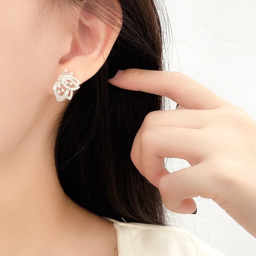 14k Gold 0.65 Ct Natural H Diamond Earrings - 4