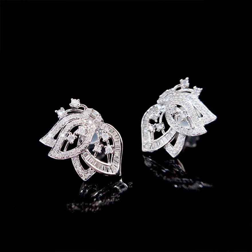 14k Gold 0.65 Ct Natural H Diamond Earrings - 7