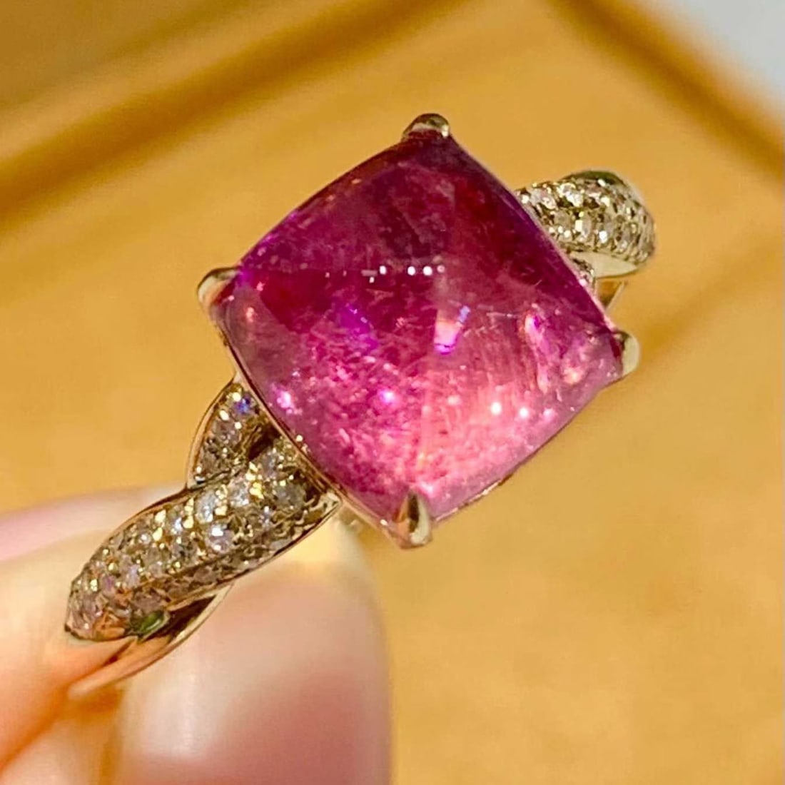 14k Gold 3.3 Ct Natural Tourmaline & Diamond Ring - 5