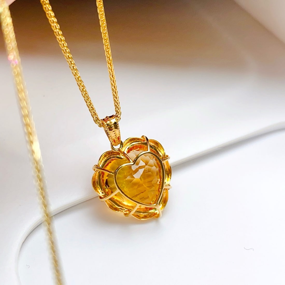 14k Gold 8.80 Ct Natural Citrine Pendant( Without Chain ) - 3