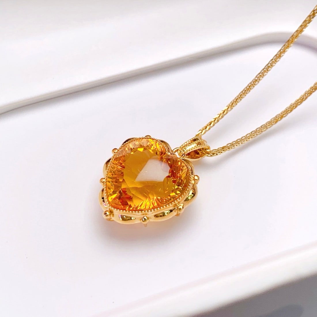 14k Gold 8.80 Ct Natural Citrine Pendant( Without Chain ) - 4