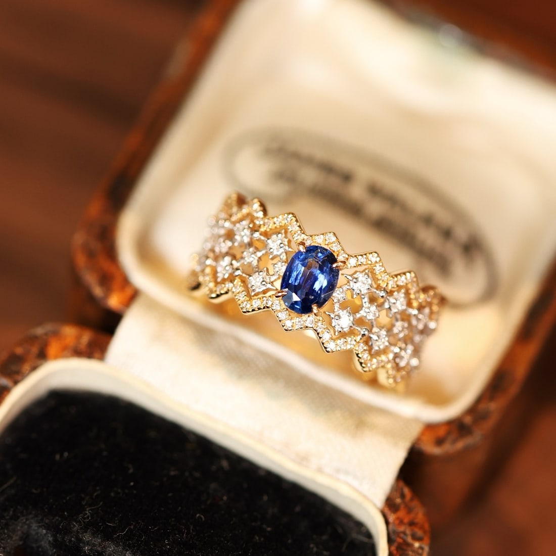 14k Gold 1.05 Ctw Natural Sapphire & Diamond Ring: Ref:231182116 // gold content:14k gold // ring size:7. 25us // // main gemstone:sapphire // shape:oval // carat weight:0. 55ct // color:blue // treatment:natural // // adjacent gemstone 2 : diamond