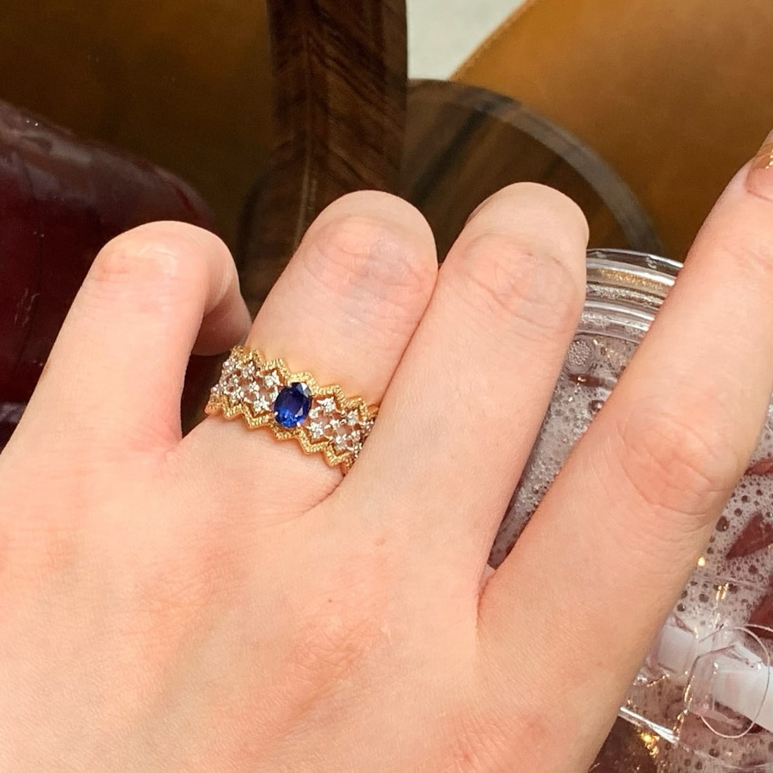 14k Gold 1.05 Ctw Natural Sapphire & Diamond Ring - 3