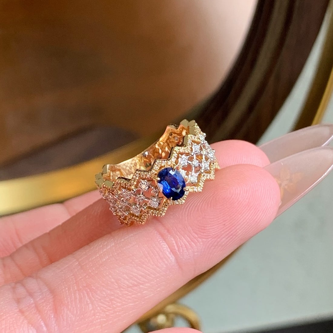 14k Gold 1.05 Ctw Natural Sapphire & Diamond Ring - 5