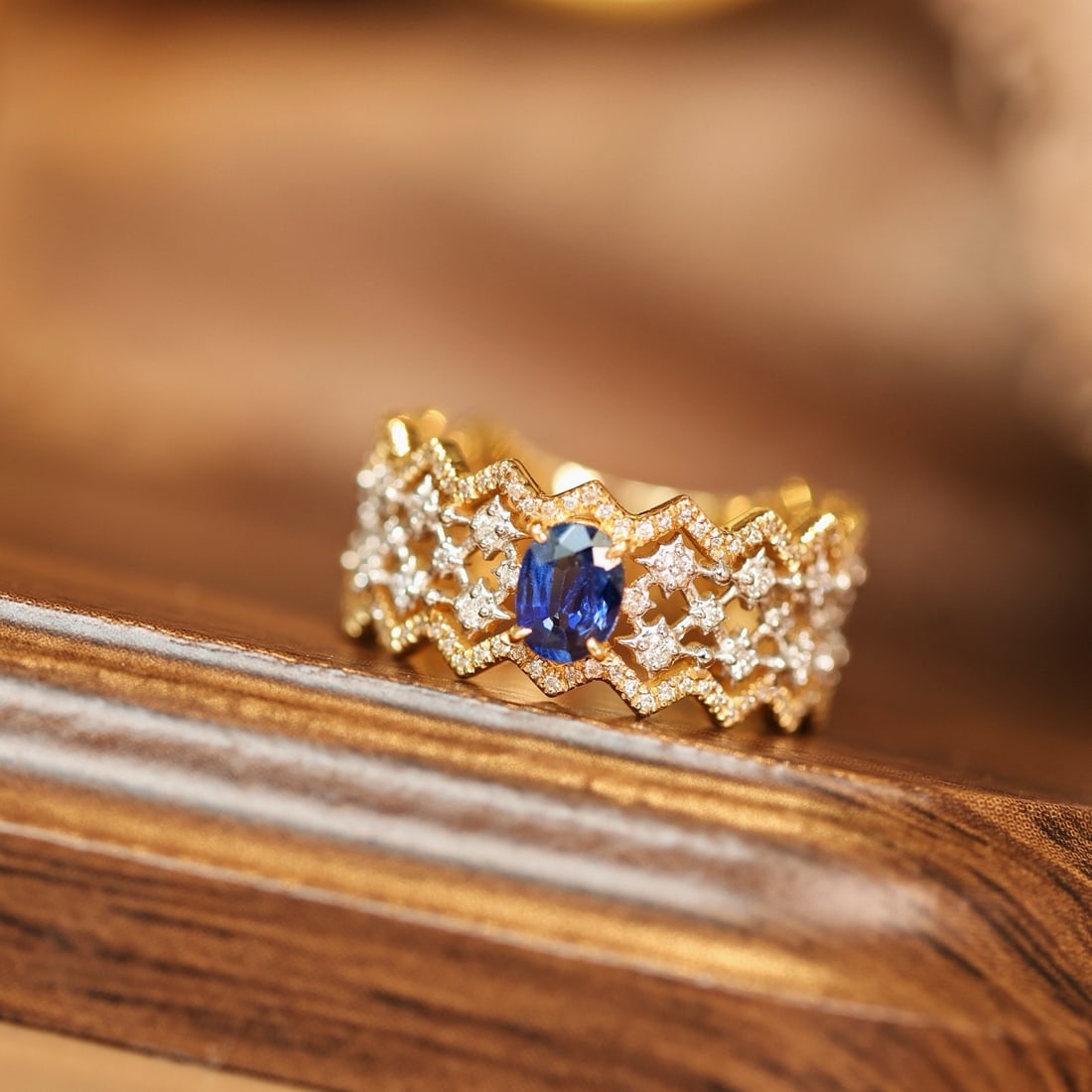 14k Gold 1.05 Ctw Natural Sapphire & Diamond Ring - 6