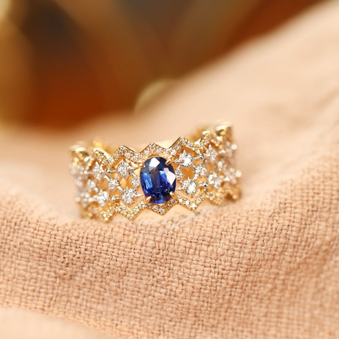 14k Gold 1.05 Ctw Natural Sapphire & Diamond Ring - 7