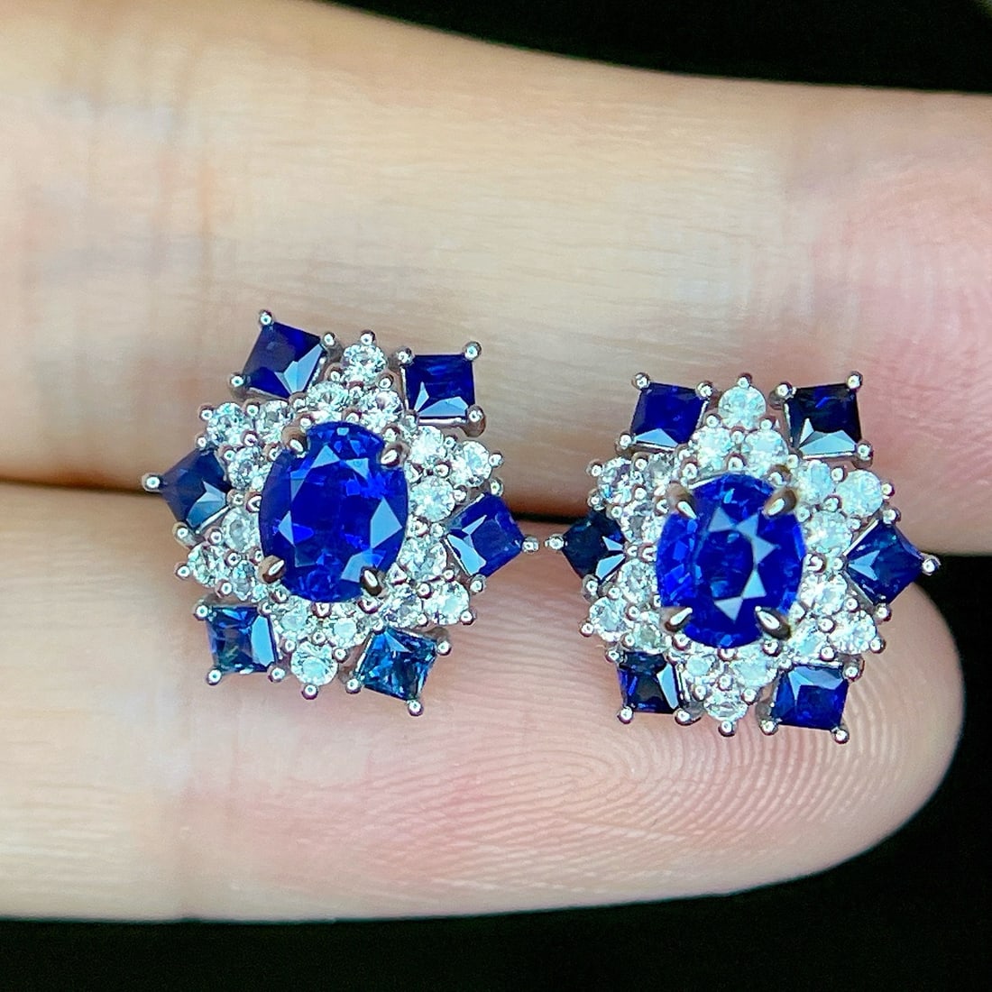 14k Gold 2.25 Ctw Natural Sapphire & Sapphire Earrings - 2
