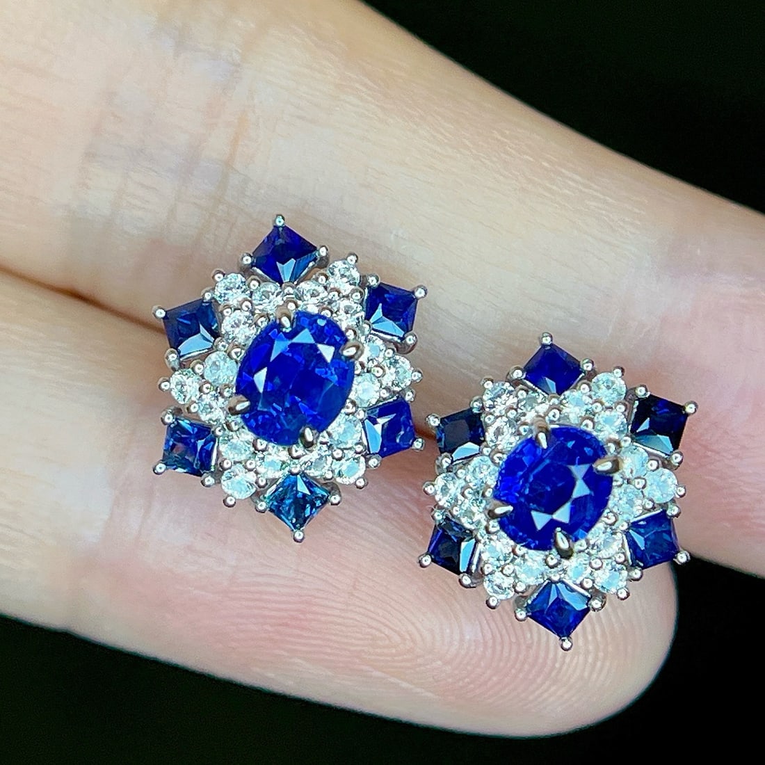 14k Gold 2.25 Ctw Natural Sapphire & Sapphire Earrings - 4