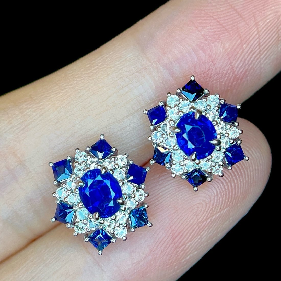 14k Gold 2.25 Ctw Natural Sapphire & Sapphire Earrings - 7