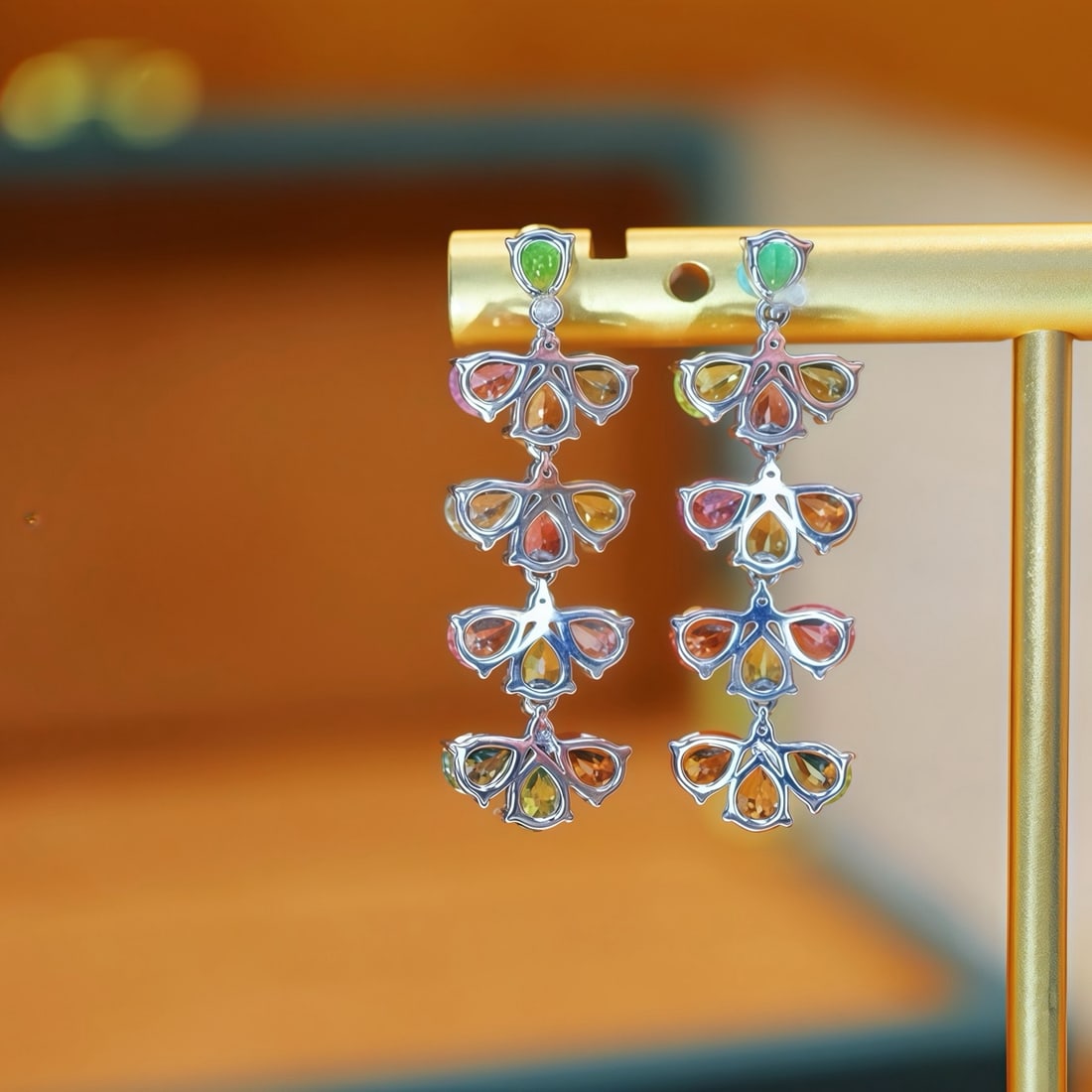 14k Gold 5.13 Ctw Natural Sapphire & Chrysoberyl & Diamond Earrings - 5