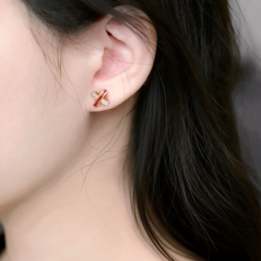 14k Gold 0.56 Ctw Natural Ruby & Diamond Earrings - 6