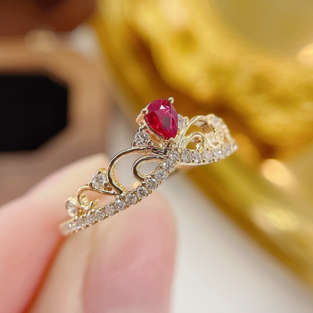 14k Gold 0.34 Ctw Natural Ruby & Diamond Ring - 4