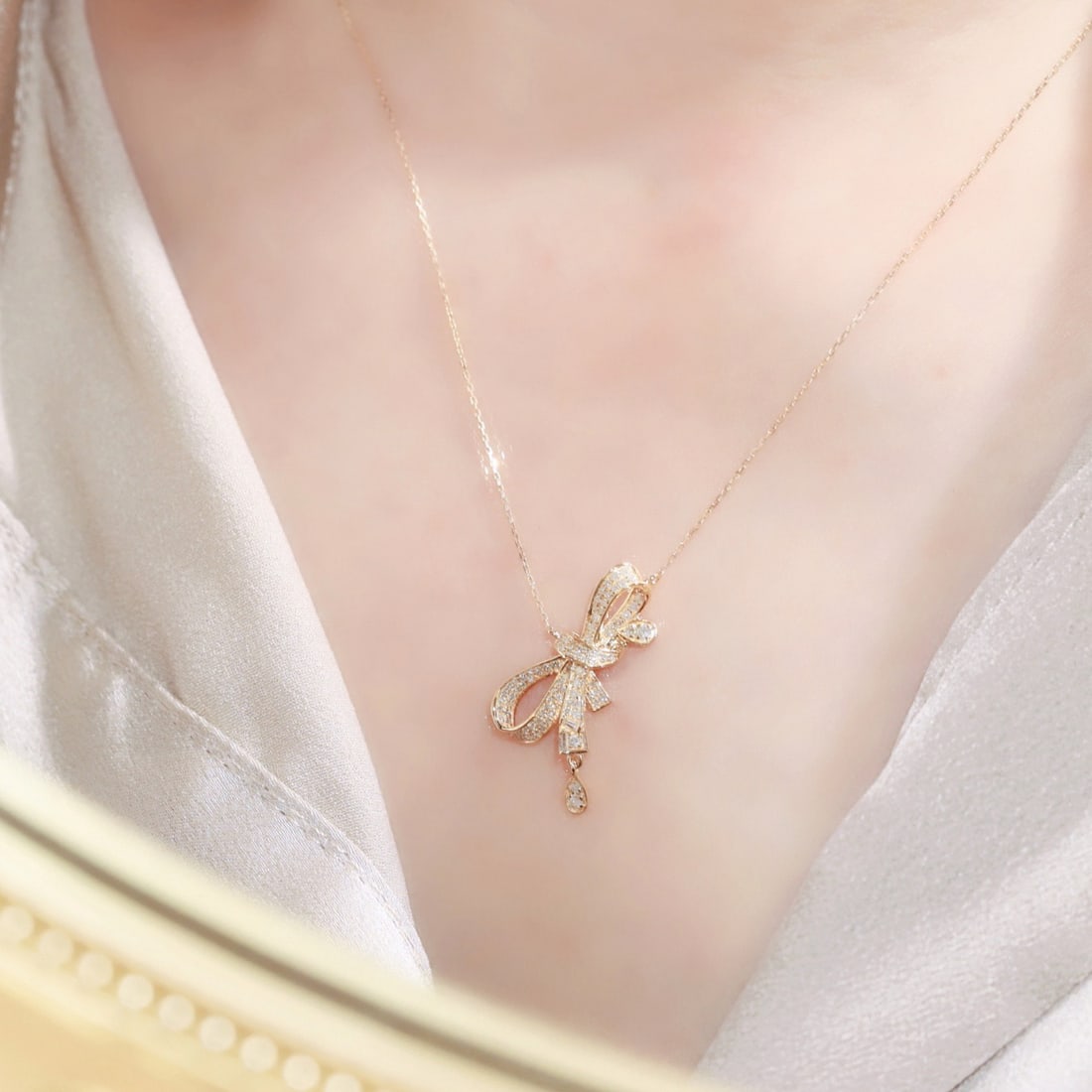 14k Gold 0.3 Ct Natural H Diamond Necklace - 8