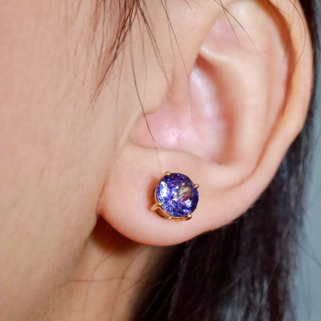 14k Gold 1.50 Ct Natural Tanzanite Earrings - 5