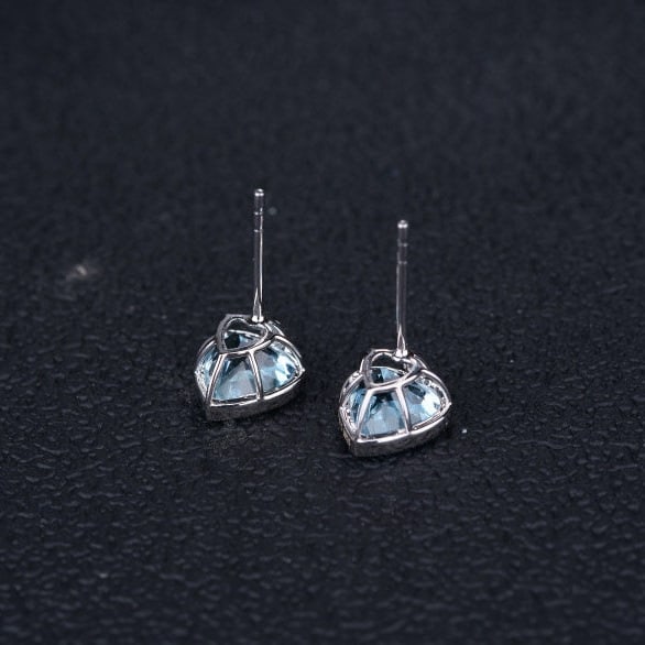 14k Gold 2.51 Ct Natural Aquamarine & Diamond Earrings - 7