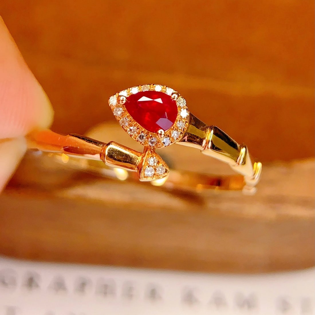 14k Gold 0.3 Ct Natural Ruby & Diamond Ring - 4