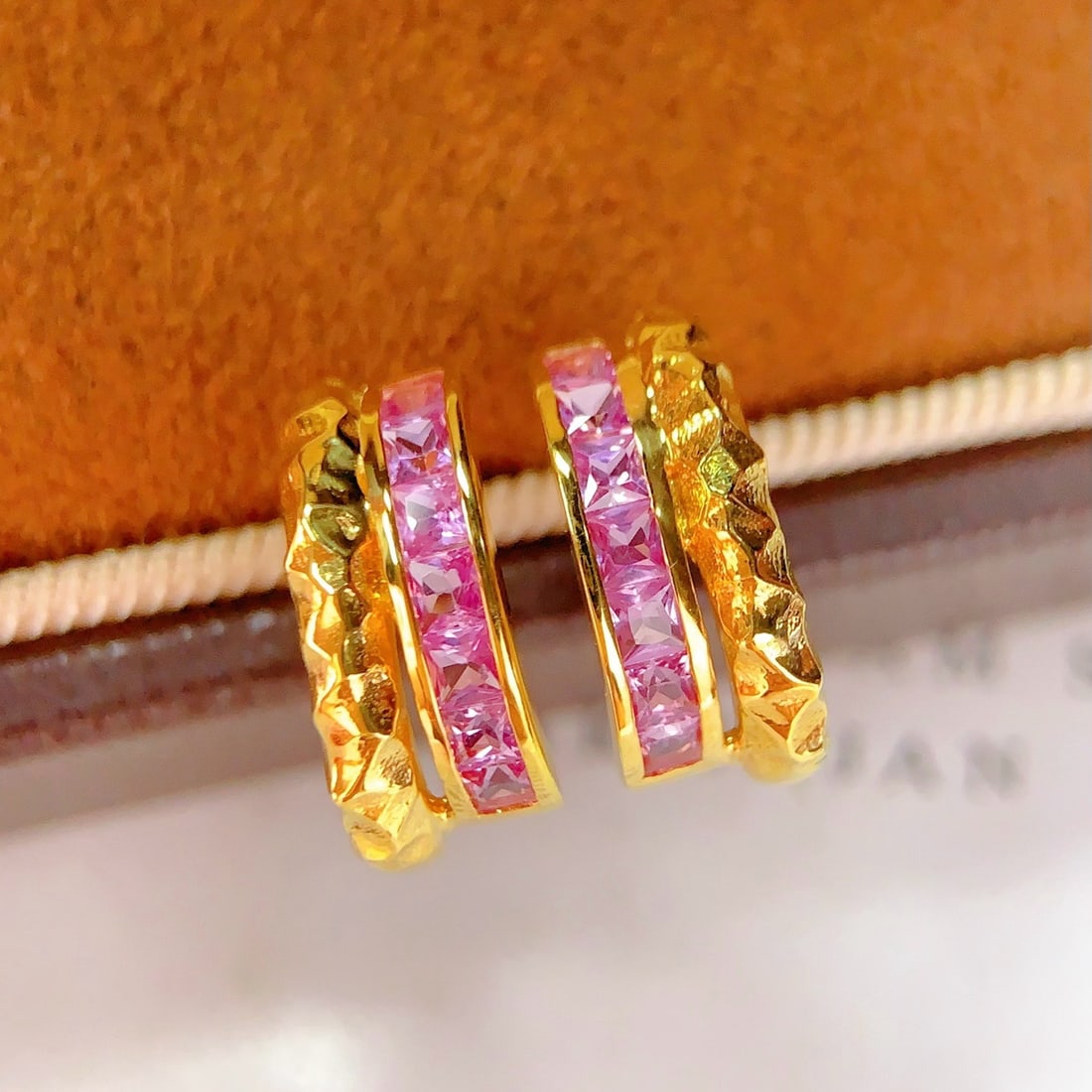 14k Gold 1.4 Ct Natural Sapphire Earrings - 5