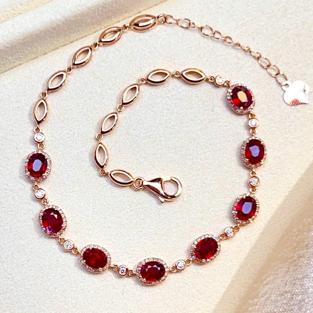 14k Gold 2.69 Ct Vivid Red Natural Ruby & Diamond Bracelet (1 of 7)