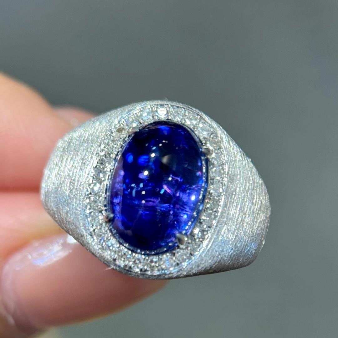 14k Gold 5.05 Ctw Natural Tanzanite & Diamond Ring: Ref:231182196 // gold content:14k gold // ring size:7. 25us // // main gemstone:tanzanite // shape:oval // carat weight:4. 82ct // color:blue // treatment:natural // // adjacent gemstone 2 : diamond