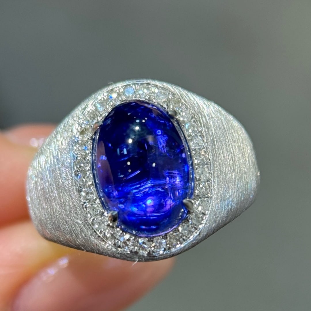 14k Gold 5.05 Ctw Natural Tanzanite & Diamond Ring - 7