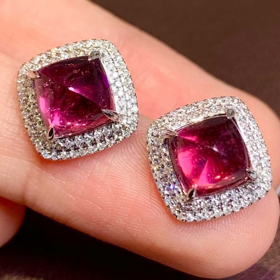 14k Gold 4 Ct Natural Tourmaline & Diamond Earrings - 3