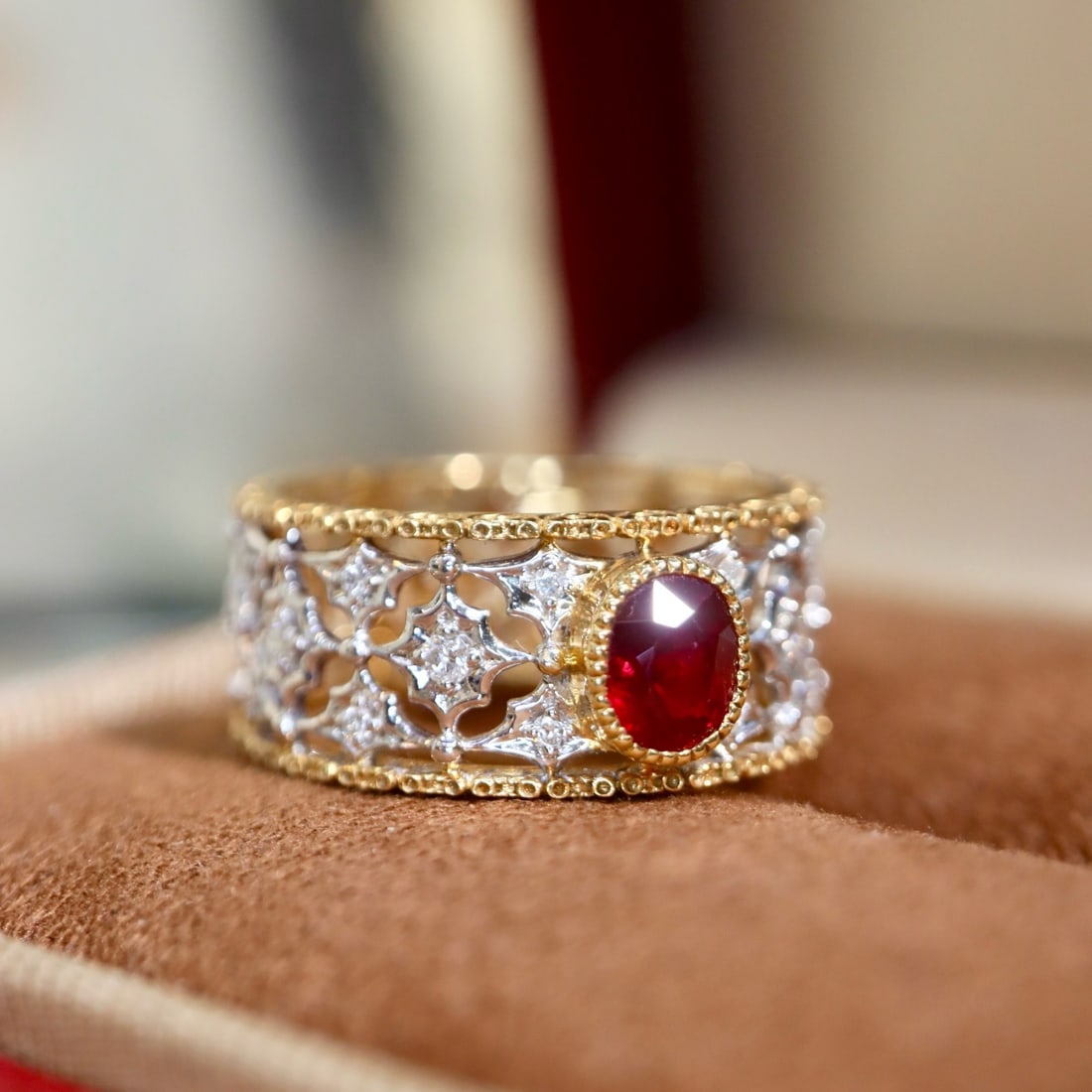 14k Gold 1.16 Ctw Natural Ruby & Diamond Ring - 5