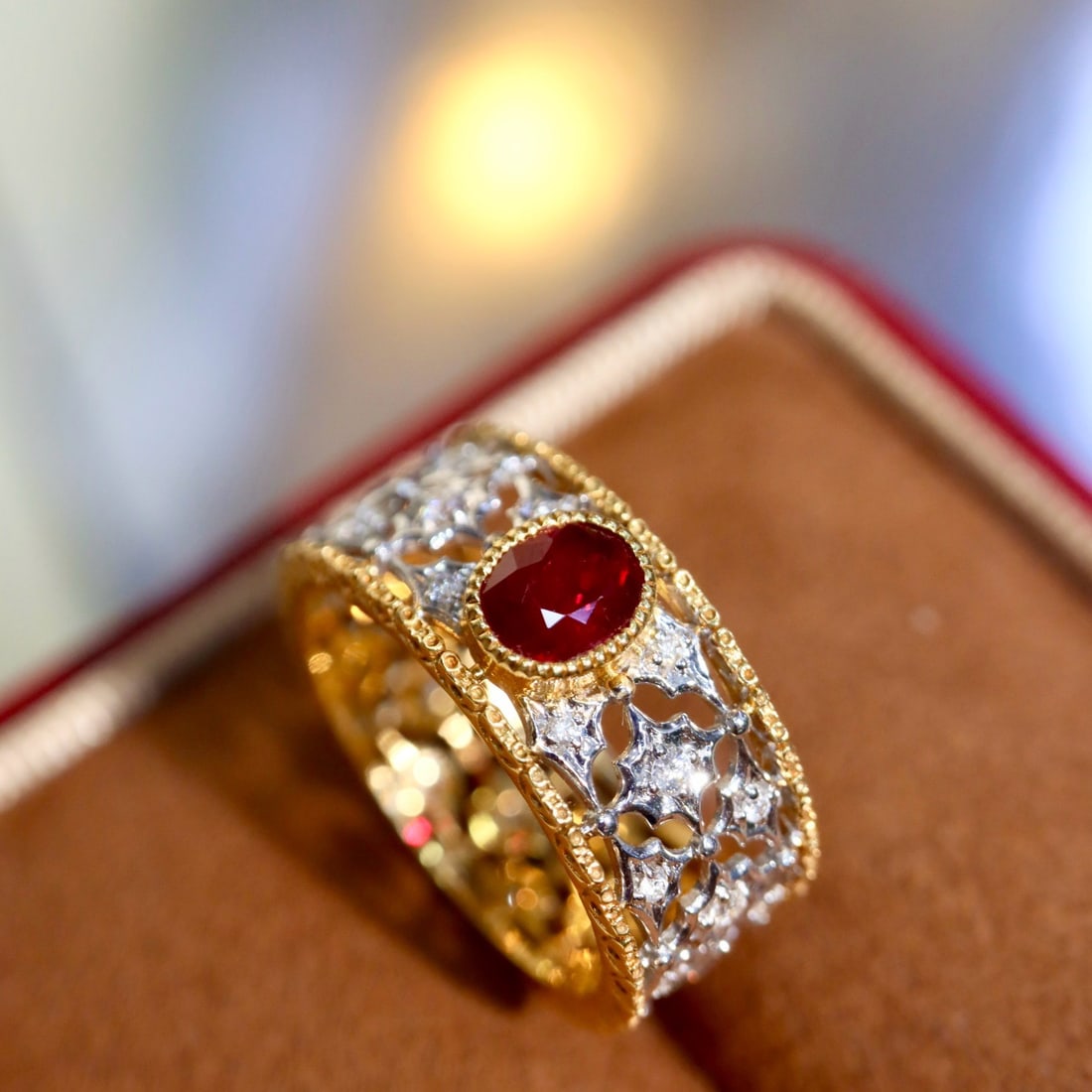 14k Gold 1.16 Ctw Natural Ruby & Diamond Ring - 7