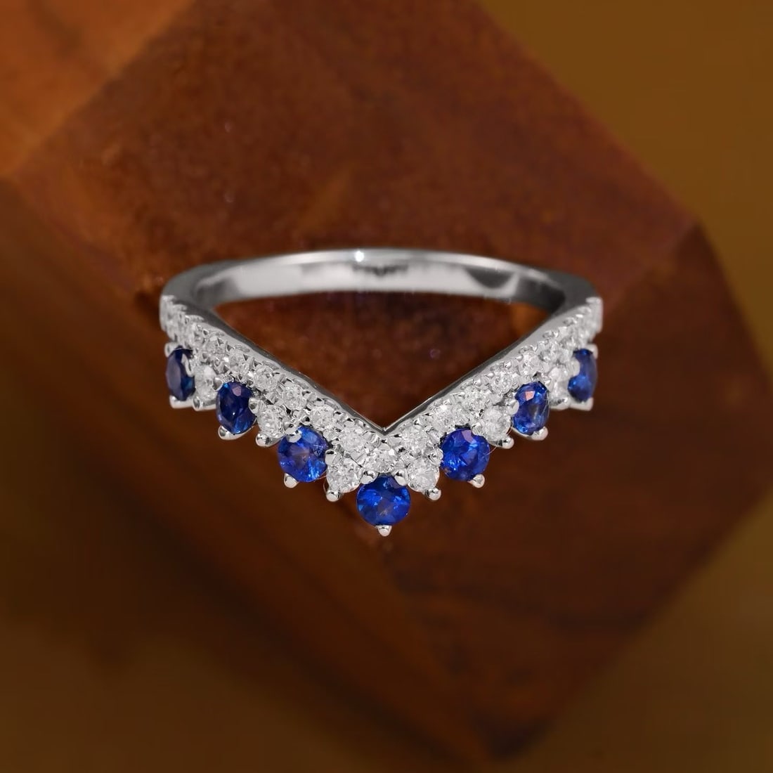 14k Gold 0.65 Ctw Natural Sapphire & Diamond Ring - 6