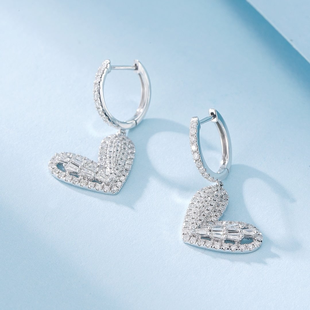 14k Gold 0.88 Ctw Natural H Diamond Earrings - 3