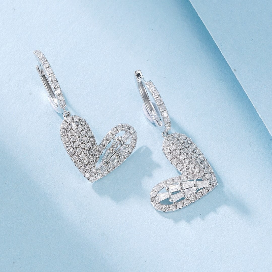 14k Gold 0.88 Ctw Natural H Diamond Earrings - 4