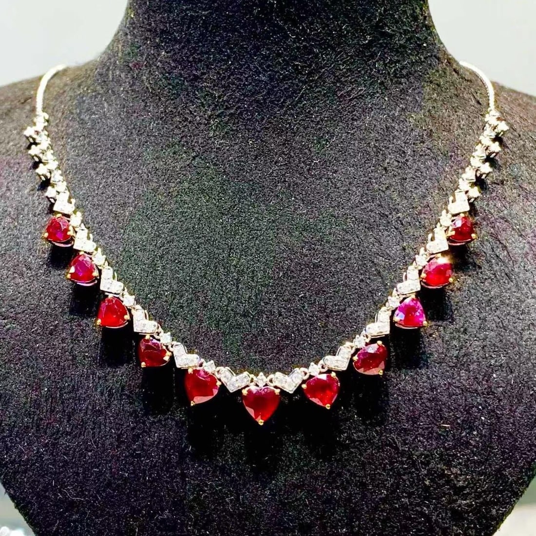 14k Gold 4.5 Ct Natural Ruby & Diamond Necklace (1 of 6)