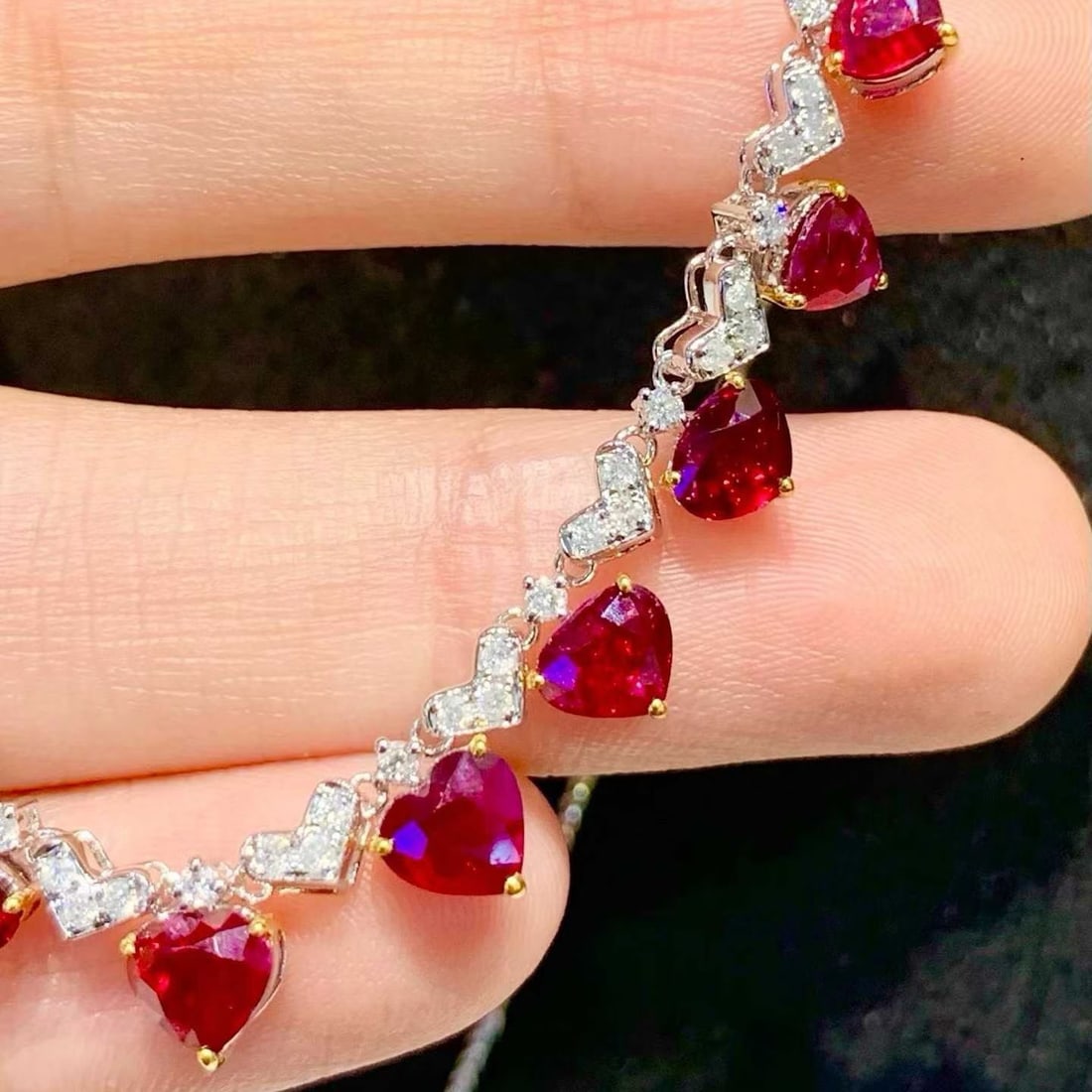 14k Gold 4.5 Ct Natural Ruby & Diamond Necklace - 3