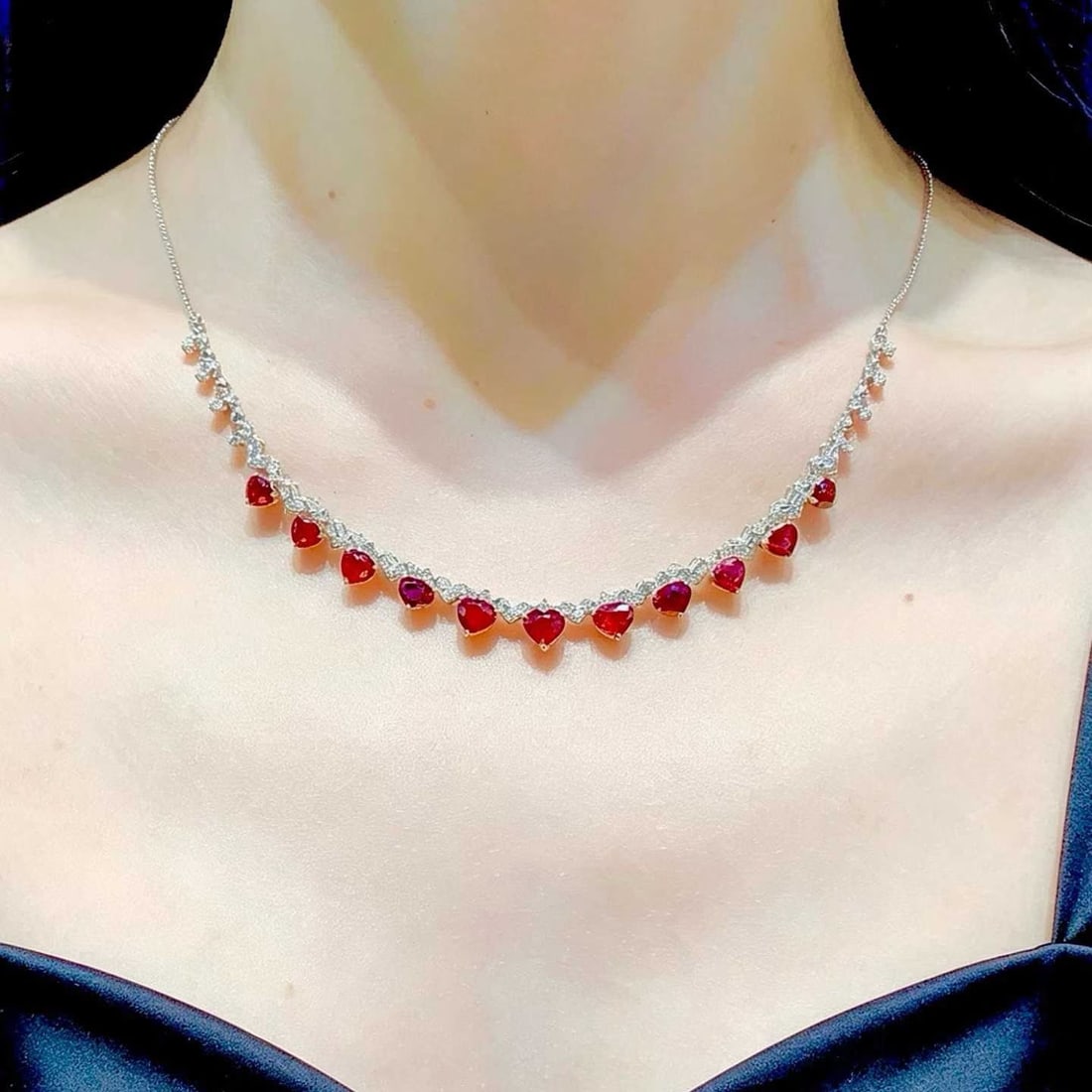 14k Gold 4.5 Ct Natural Ruby & Diamond Necklace - 4