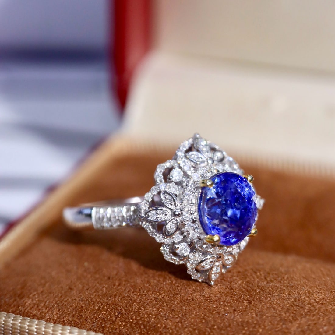 14k Gold 2.39 Ctw Natural Sapphire & Diamond Ring - 2